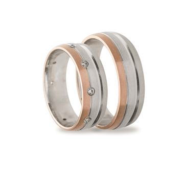 Βέρες Σετ Ροζ Χρυσές Λευκόχρυσες Λουστράτες με Ζιργκόν MASCHIO FEMMINA TMF-10 - themelidisjewels